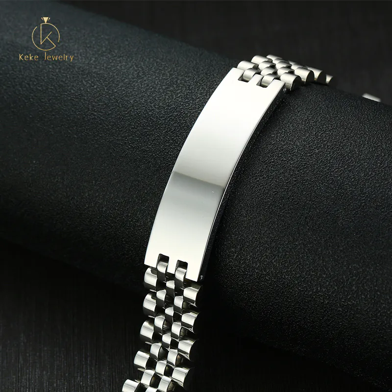 21.5CM stainless steel curved brand bracelet men's silver gold lettering bracelet European and American fashion men's jewelry BR-697