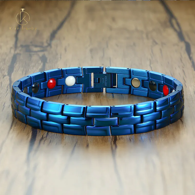 Factory direct sale stainless steel jewelry custom-made wholesale men's Phnom Penh black magnet bracelet trend SBRM-014