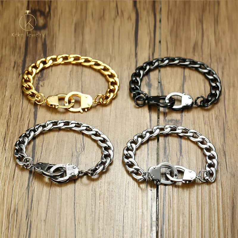 Cross-border accessories Korean fashion bracelet wholesale 20.5MM stainless steel personality handcuff bracelet male BR-277