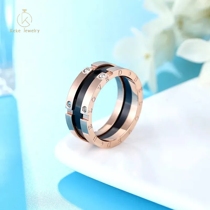 12mm Mens and Women best Wedding Ring Stainless Steel Band with Cubic Zirconia Inlay JNR000