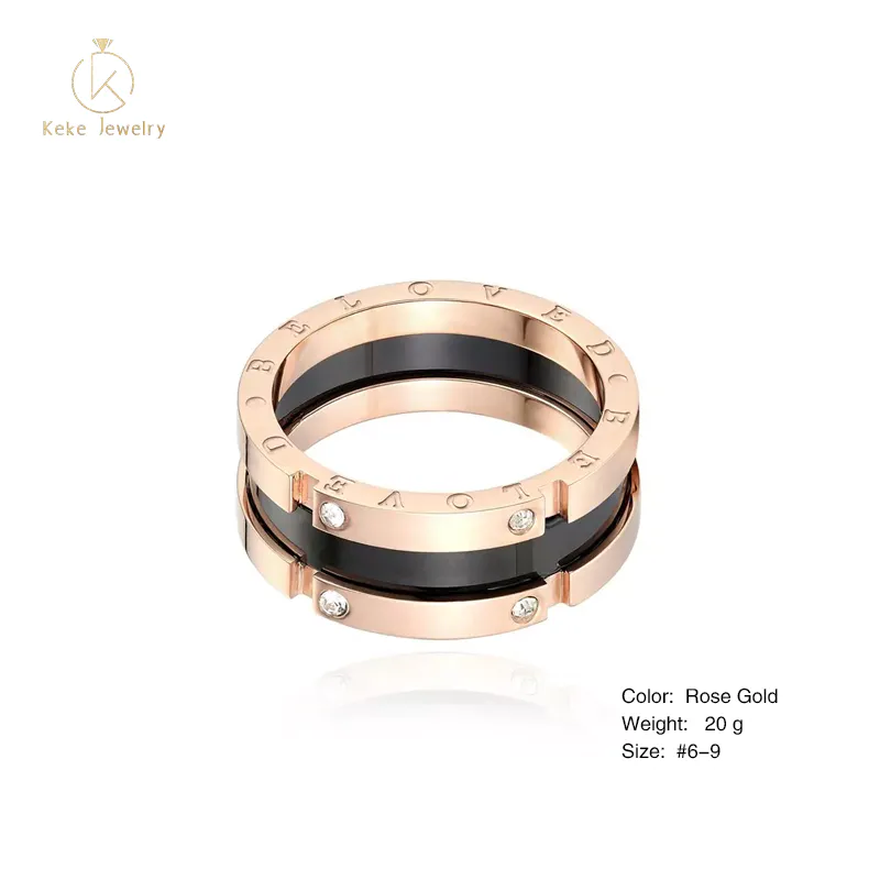 12mm Mens and Women best Wedding Ring Stainless Steel Band with Cubic Zirconia Inlay JNR000