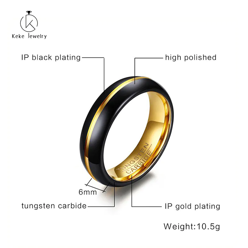 Best Selling Rose Gold tungsten steel wedding ring Black Men Ring kw8024