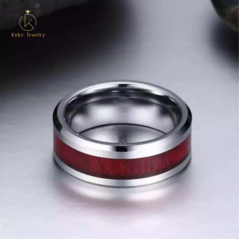 Koa Wood Tungsten metal ring Carbide Ring 8mm for Men kw8031