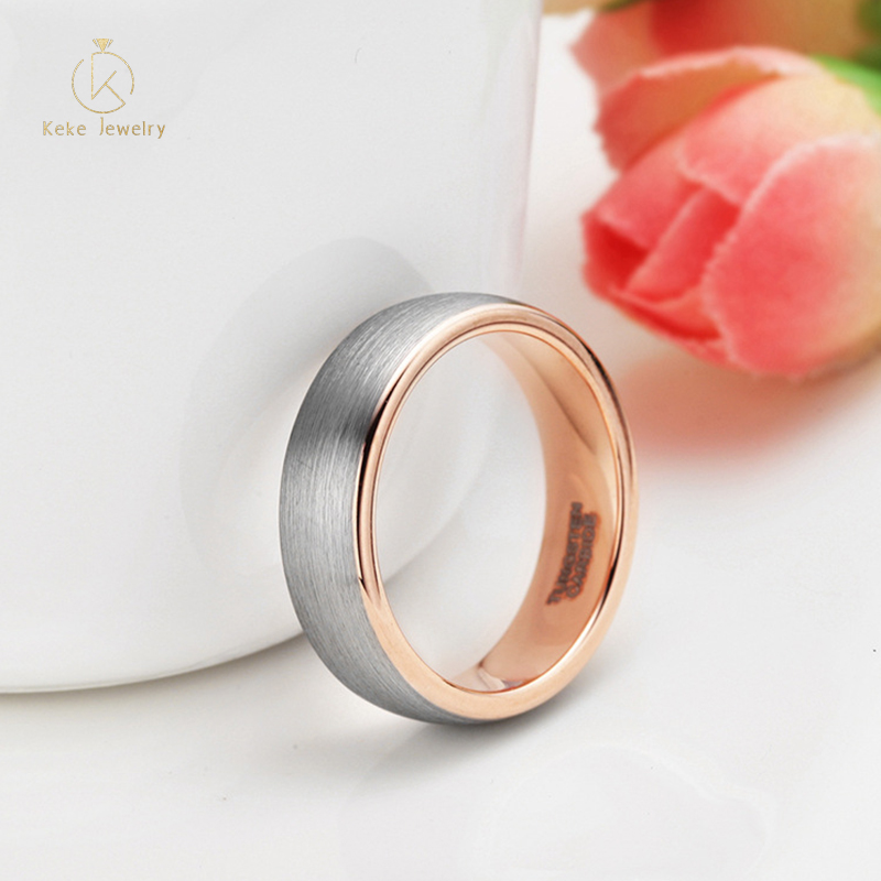 Women's Dome Rose Gold personalized  Tungsten ring Carbide Wedding Ring 6mm kw8082