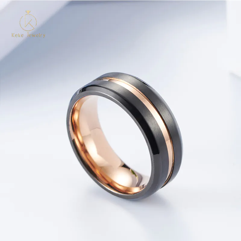 New Tungsten Carbide Rose Gold Ring Women's Men's Anniversary Wedding Christmas Gift kw8035