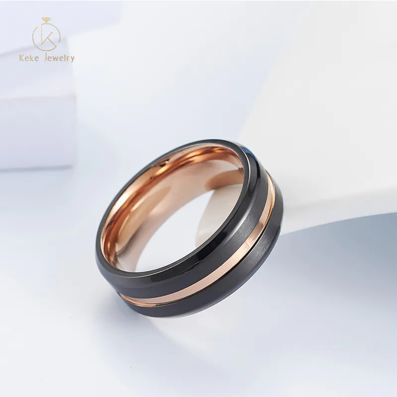 New Tungsten Carbide Rose Gold Ring Women's Men's Anniversary Wedding Christmas Gift kw8035