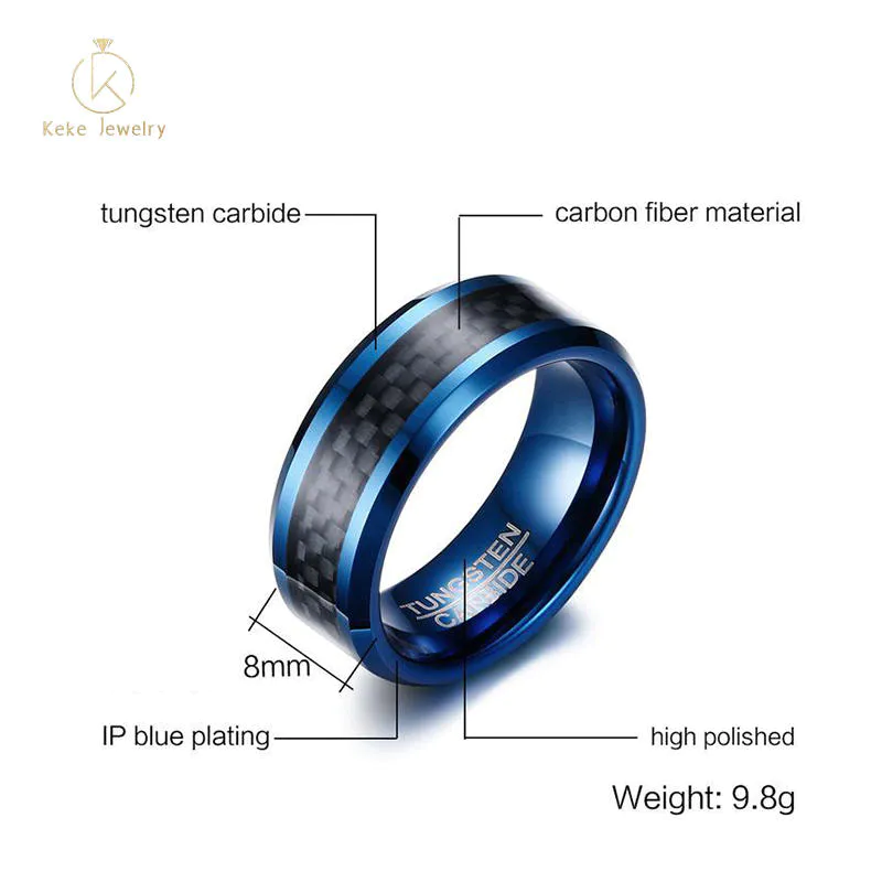 Wholesale Luxurious Design 8MM Carbon Fiber Color Men's Ring TCR-068