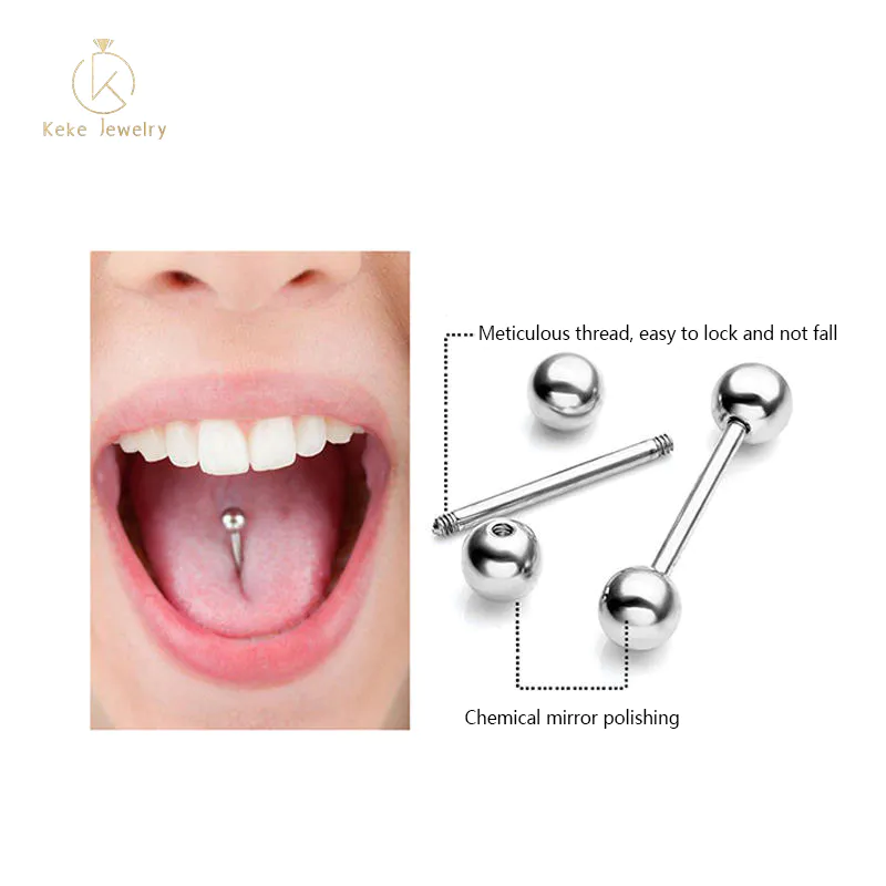 Tongue Nail Steel Color Straight Rod Unisex Jewelry Stud