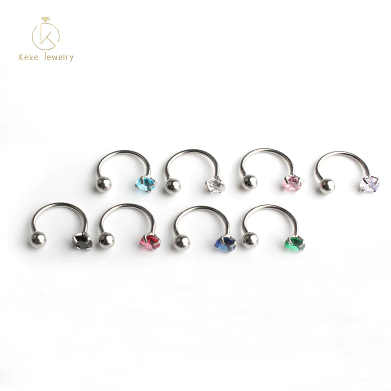 Custom Horseshoe Nose Ring Creative Stainless Steel Ball Zircon Piercing Jewelry