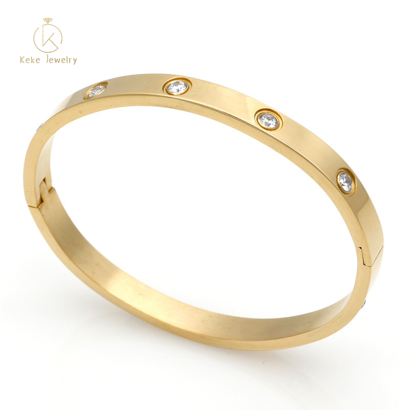 OEM Simple Gold Plated Silver Plated popular Stainless Steel Bracelet Cubic Zirconia Female