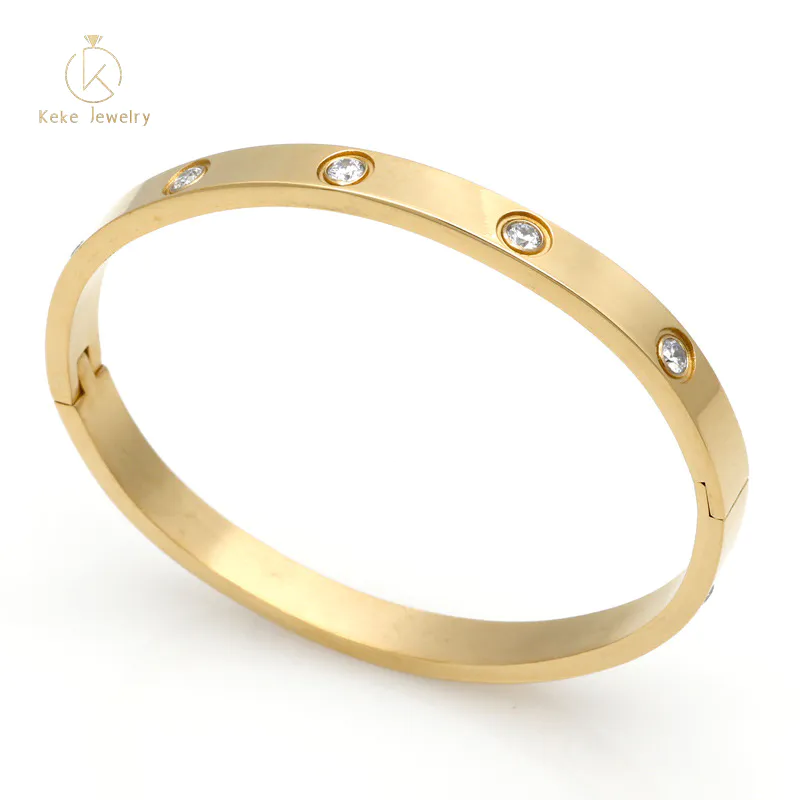OEM Simple Gold Plated Silver Plated popular Stainless Steel Bracelet Cubic Zirconia Female