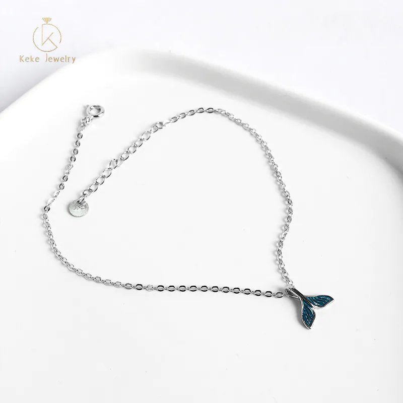 Custom 925 Silver Dolphin Fishtail Anklet Sterling Silver Anklet Women's Anklet Jewelry E207