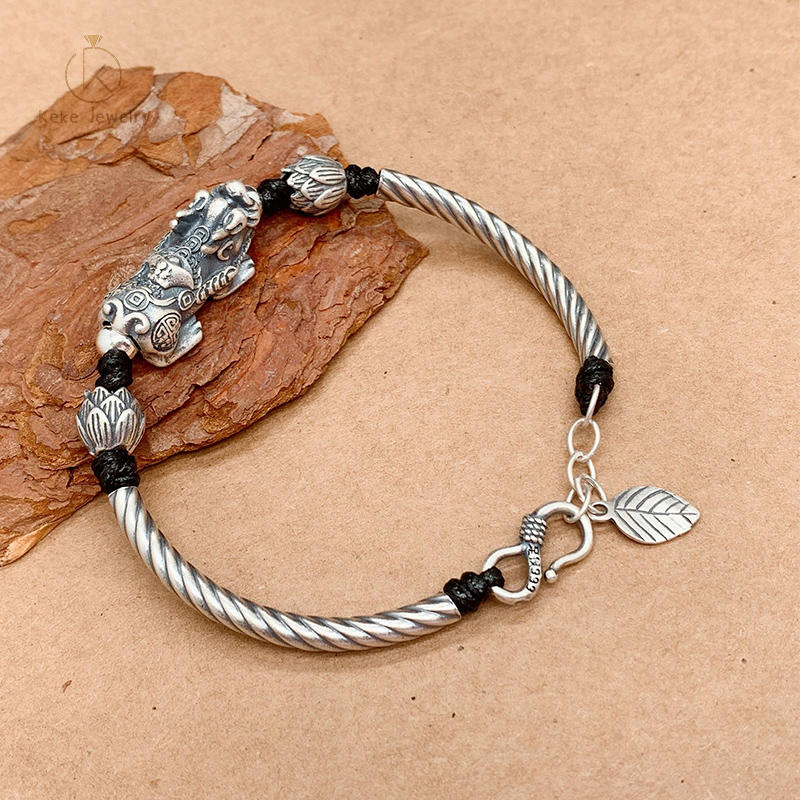 999 Silver Pixiu Bracelets Men's Amulet Bracelets Jewelry