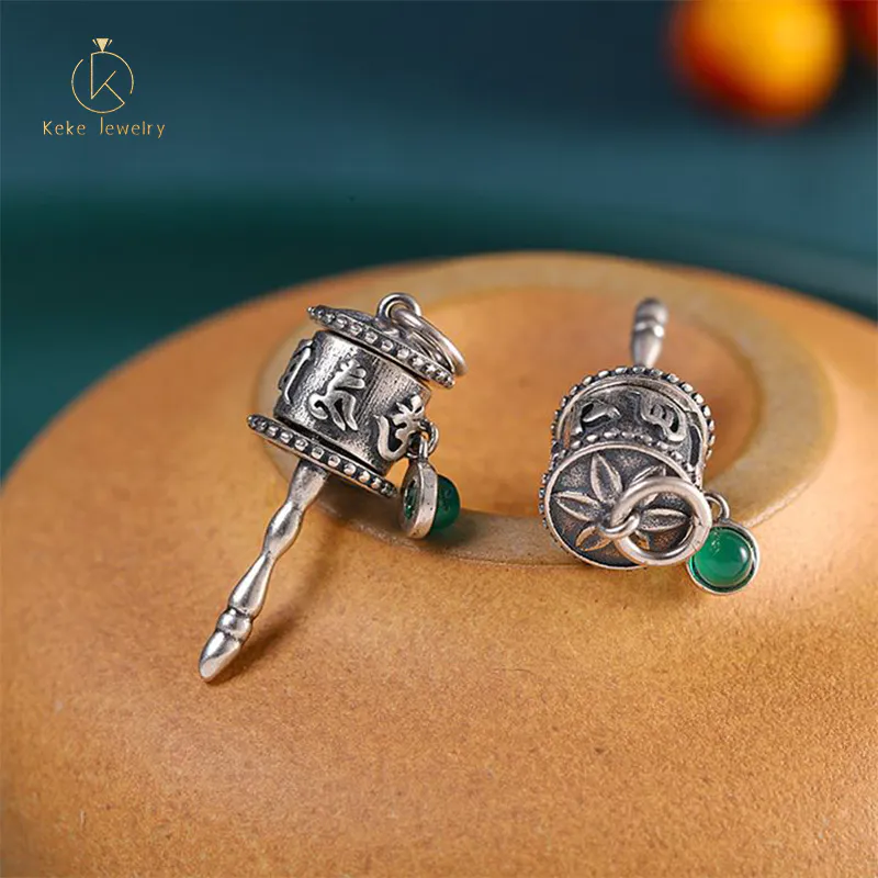 Seiko Thai Women's Silver Prayer Wheel Earrings S925 Silver Buddha Jewelry