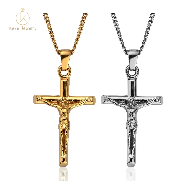 Popular jesus cross pendant stainless steel fashion christian jewelry 24k gold crucifix men's pendant necklace graduation gift N309