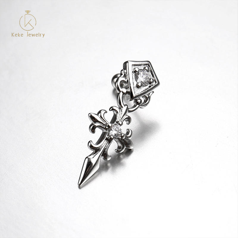 Custom European and American gothic cross zircon titanium steel stud earrings earrings religious style baroque earrings 4954894569