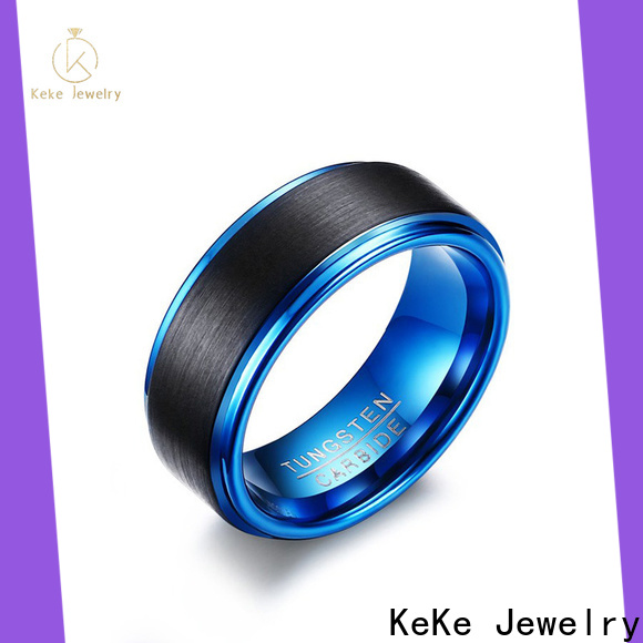 Custom blue tungsten rings factory for men