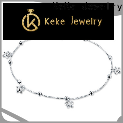 Keke Jewelry New fancy silver anklets with black beads suppliers for men