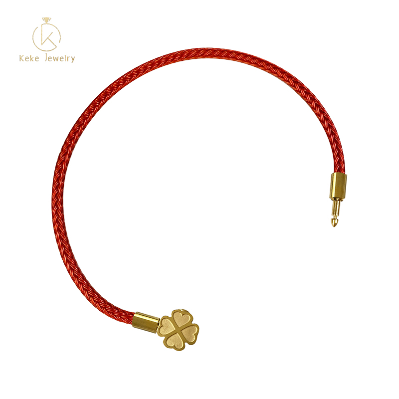 Titanium Steel Four-Leaf Clover Clasp Bracelet Buckle with Red Oil Drop Link Clasp Accessories 003