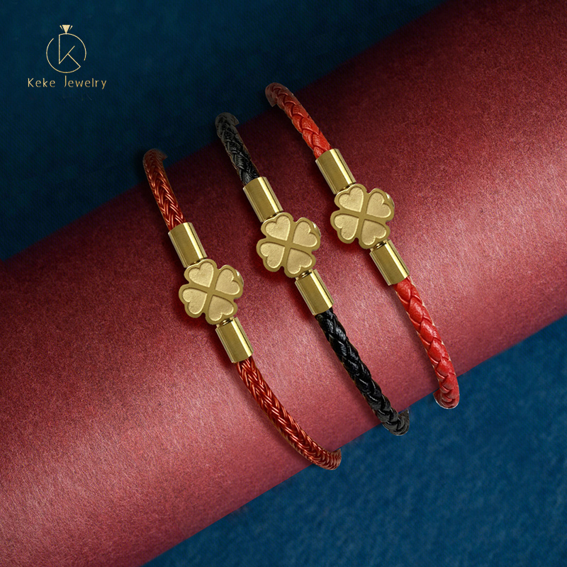 Bracelet Connector Buckle Titanium Steel Metal Buckle Four-Leaf Clover Steel  Wire Rope Bracelet Clasp 013