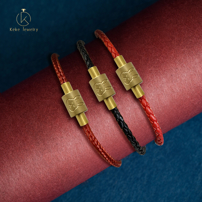 12 Zodiac Rabbit Titanium Steel Gold Clasp Bracelet Cord Compatible with Gold Bead Lucky Bead 026