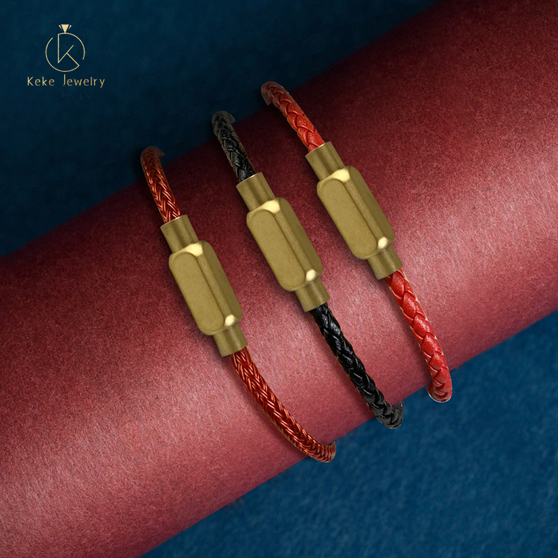 Red Bracelet with 3D Lucky Beads Waterproof Stainless Steel Cord Color-Fast Zodiac Year 038