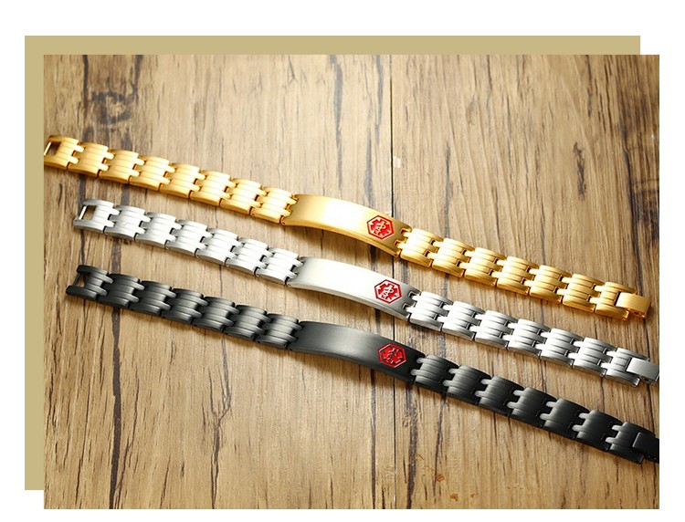product-Cross-border e-commerce jewelry titanium steel medical logo magnetic bracelet black mens bra