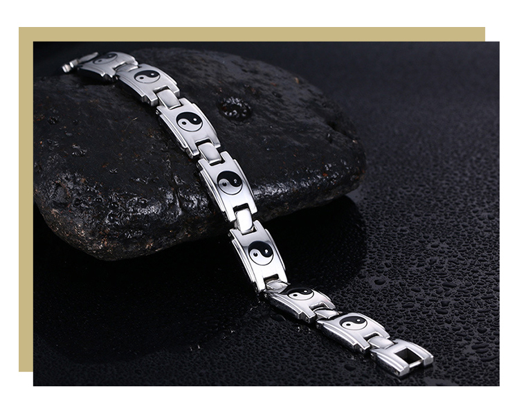 product-Bracelet Mens Religious Gossip Chart Trend Bracelet Black Stone Trend Titanium Steel Bracele