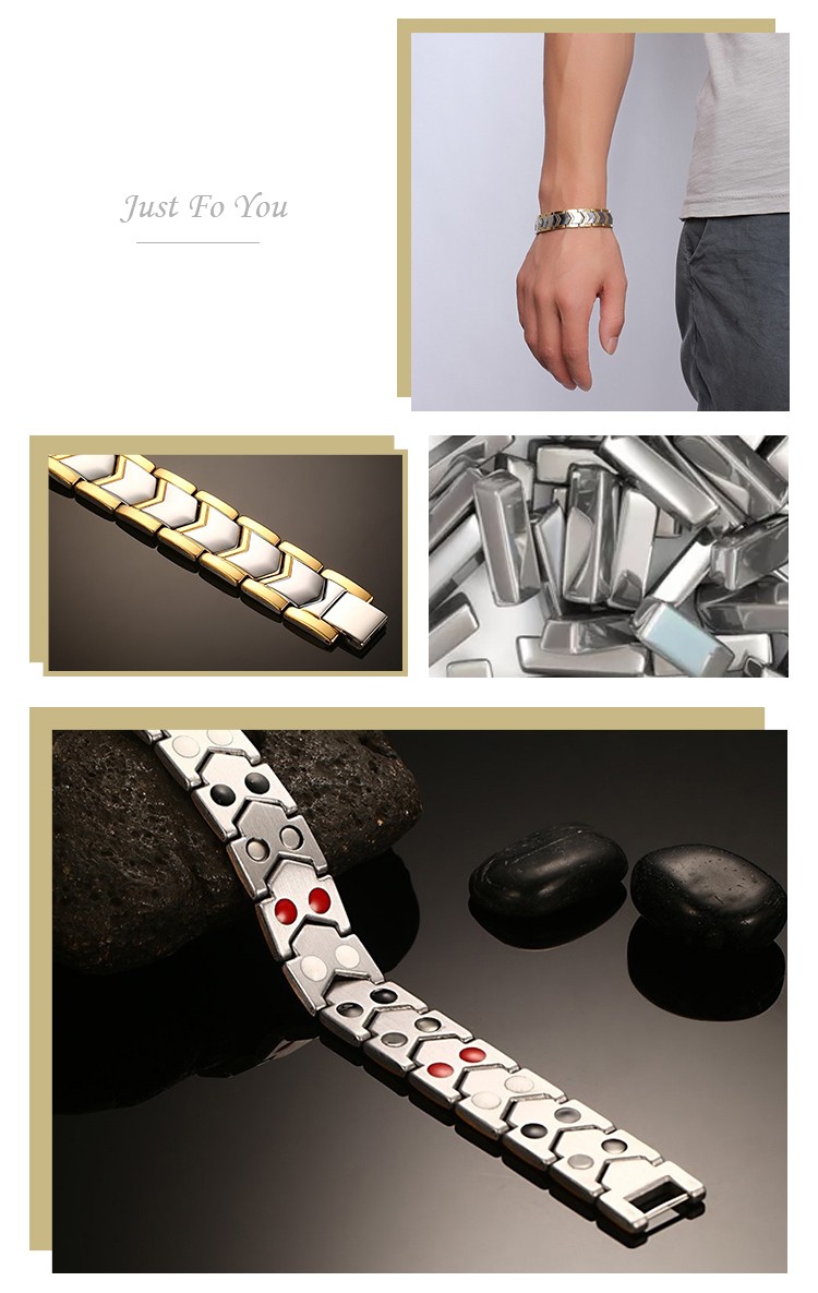 product-AliExpress Cross-border Titanium Steel Double-row Magnet Bracelet Mens Bracelet For Friends 