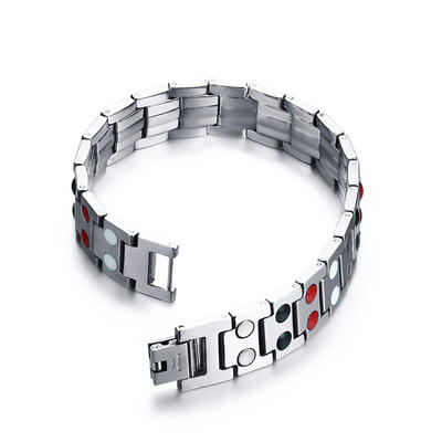 Factory direct wholesale 15mm stainless steel double row magnet bracelet black men's bracelet SBRM-087