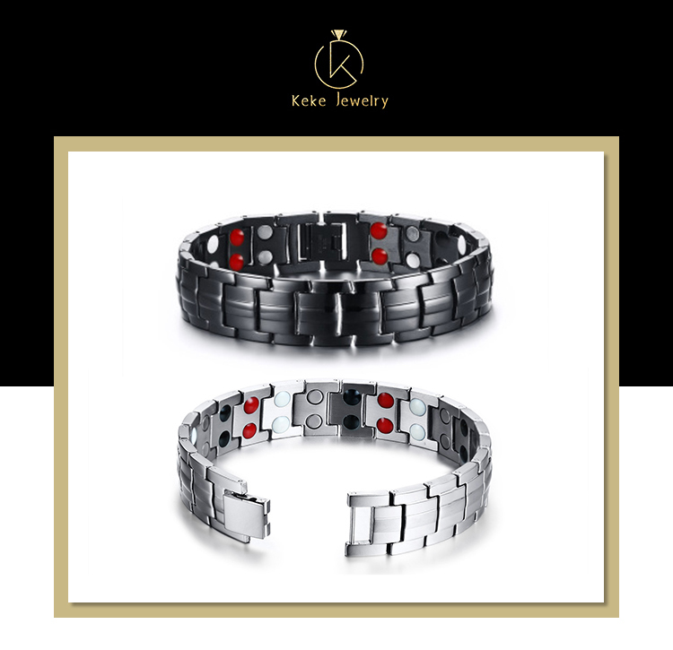 product-KeKe-Factory direct wholesale 15mm stainless steel double row magnet bracelet black mens bra