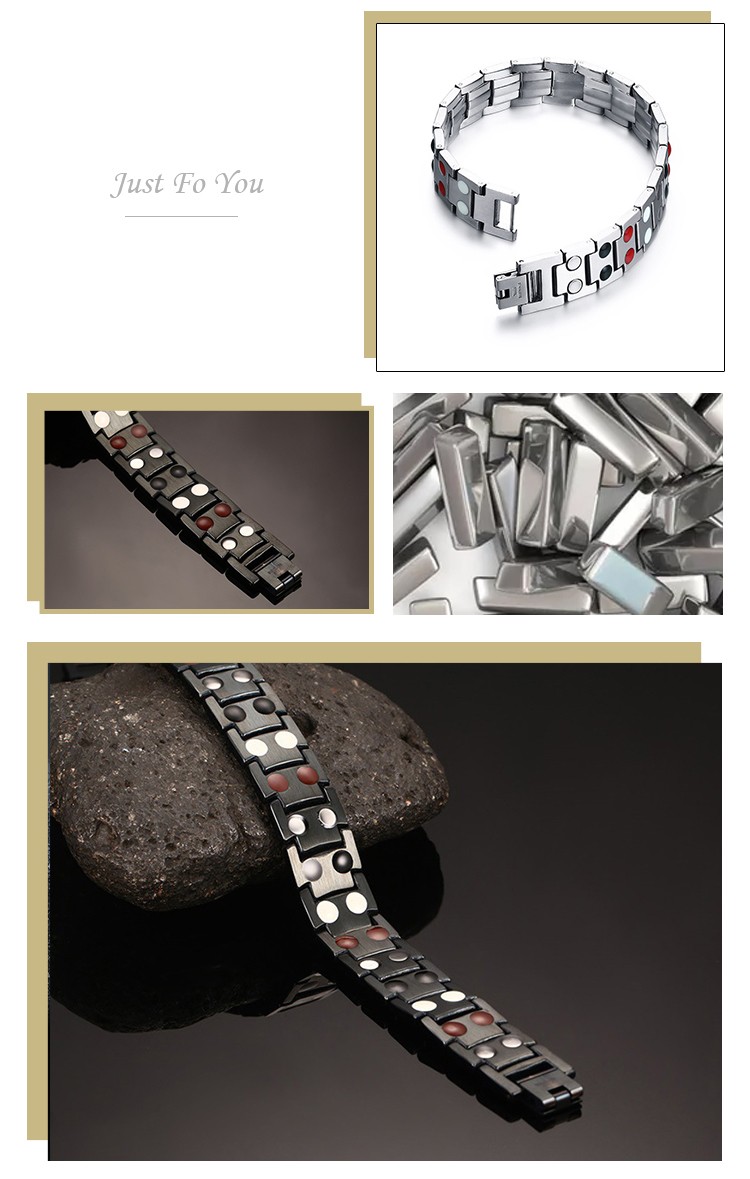 product-Factory direct wholesale 15mm stainless steel double row magnet bracelet black mens bracelet
