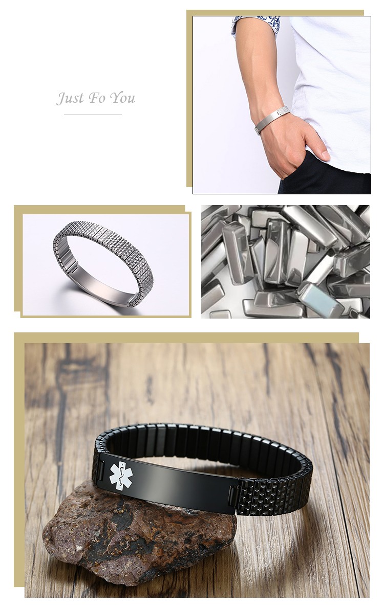 product-12mm stainless steel elastic medical logo bracelet Korean fashion bracelet BR-263-KeKe-img