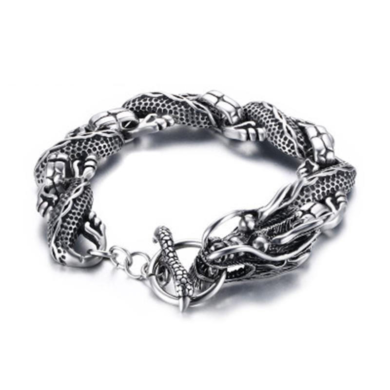 European and American fashion domineering titanium steel bracelet men's dragon-shaped bracelet BR423