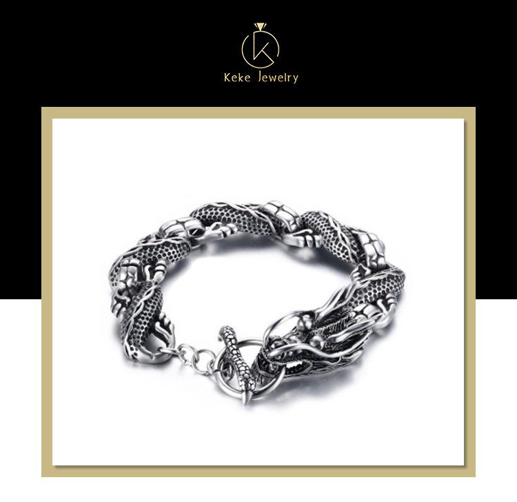 product-European and American fashion domineering titanium steel bracelet mens dragon-shaped bracele