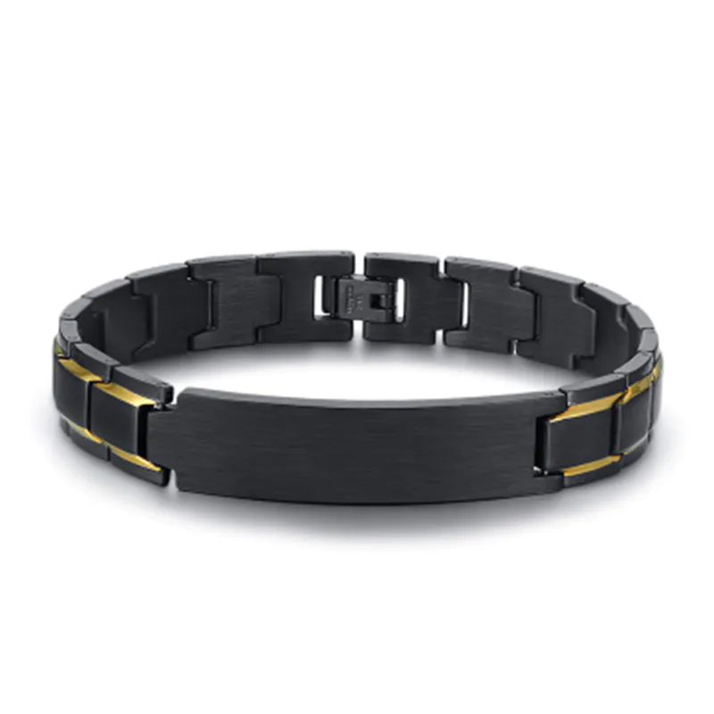 Titanium steel surface brushed curved brand bracelet men's bracelet can be engraved BR-612