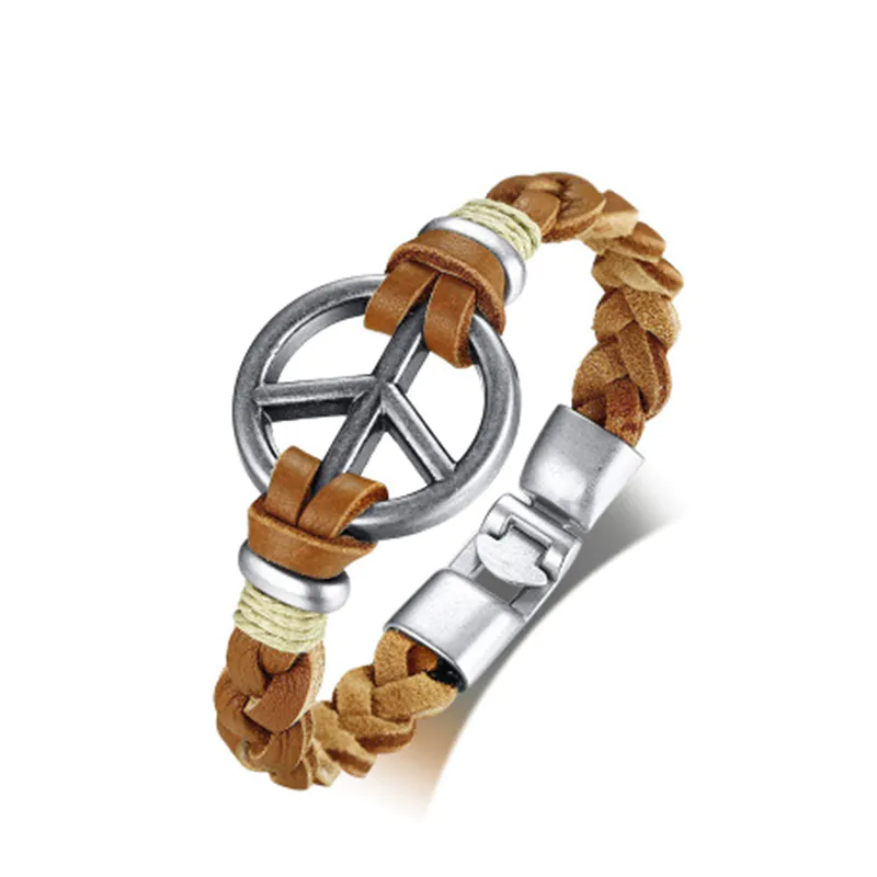 Hand-woven peace sign bracelet anti-war bracelet men's jewelry BL411