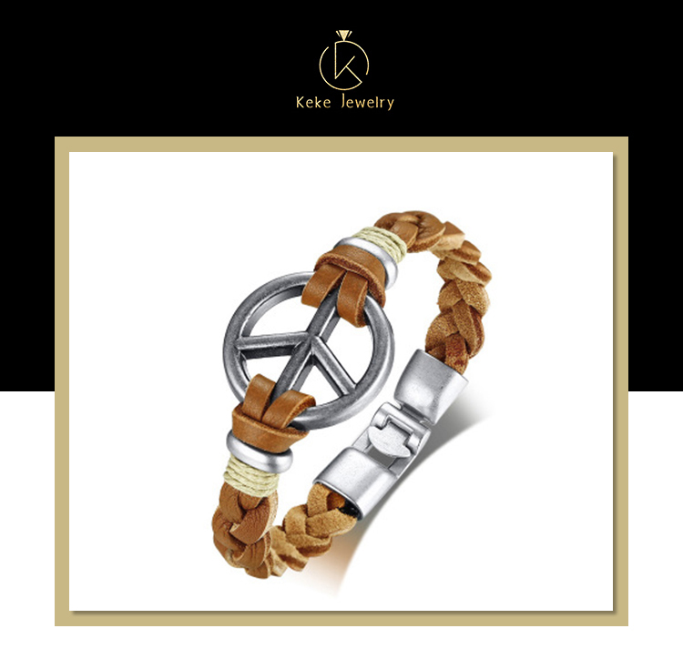 product-Hand-woven peace sign bracelet anti-war bracelet mens jewelry BL411-KeKe-img