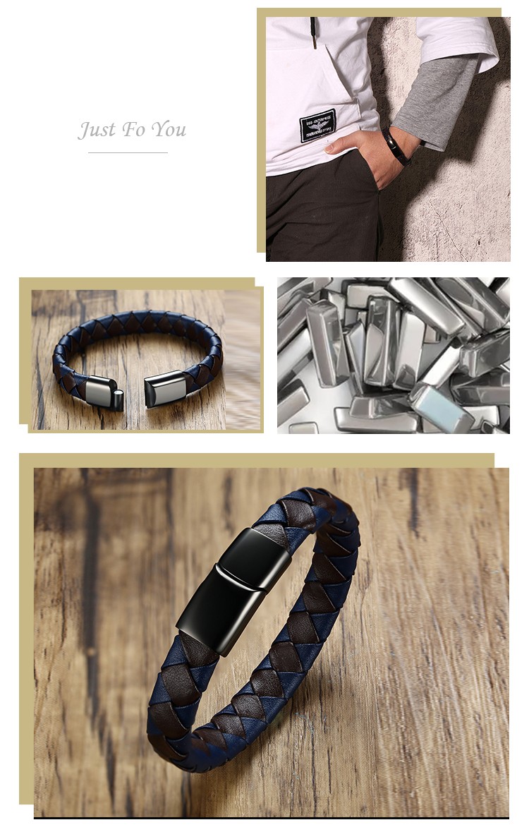 product-KeKe-Stainless Steel Leather Bracelet Bracelet Titanium Steel Bracelet BL-374-img
