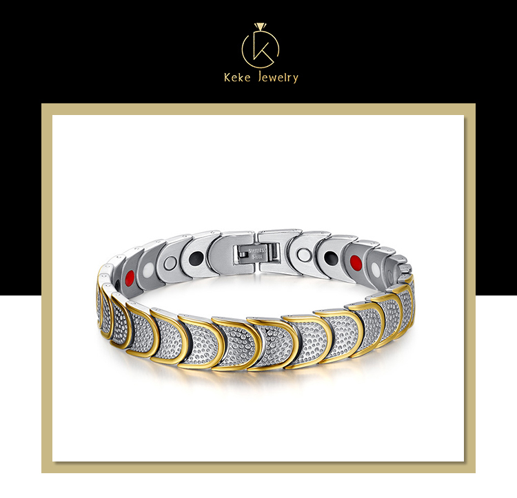 product-KeKe-Titanium steel between gold magnet bracelet mens jewelry bracelet SBRM-019-img