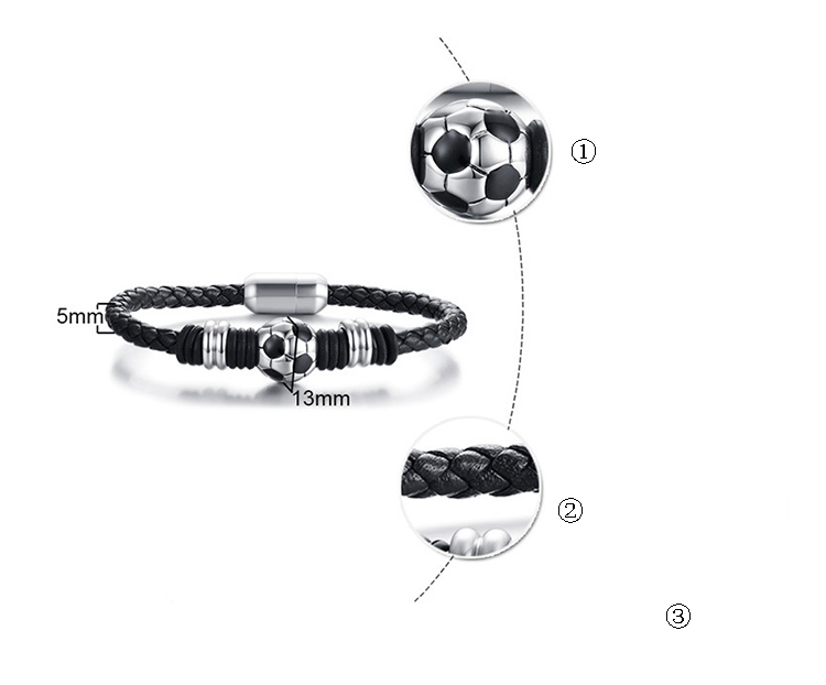 product-KeKe-Cross-border e-commerce jewelry bracelet 205CM titanium steel football accessories leat
