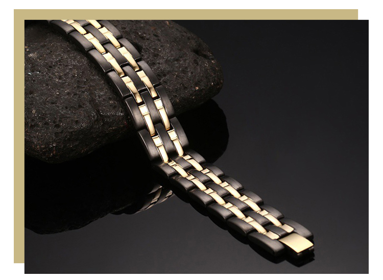 product-15mm stainless steel gold and black trendy bracelet with magnet SBRM-086-KeKe-img