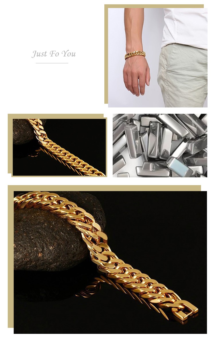 product-KeKe-Stainless Steel Mens Thick Bracelet Gold 18K Titanium Steel Bracelet Accessories BR-012