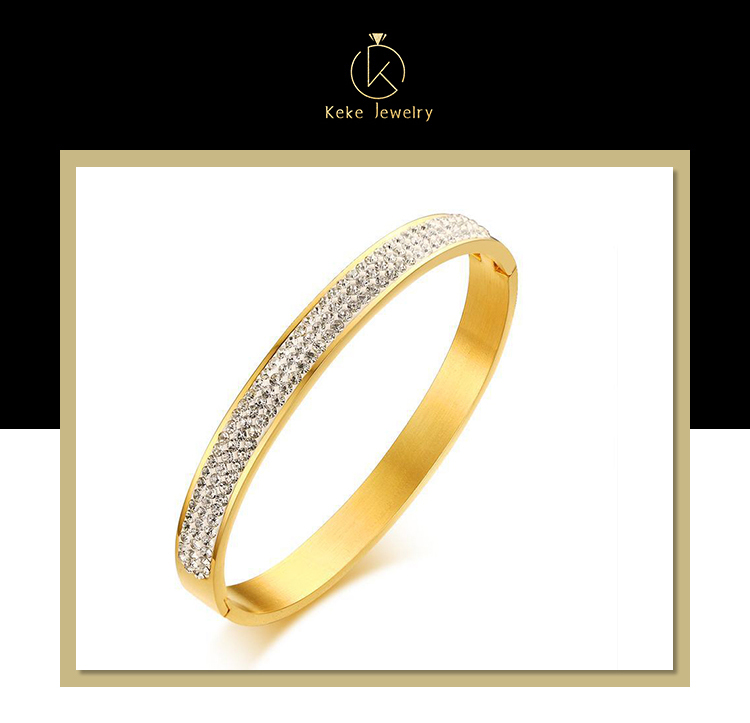 product-Chinese Manufacturer Wholesale Fashion Design Titanium Steel Gold Diamond Womens Bangle B-00