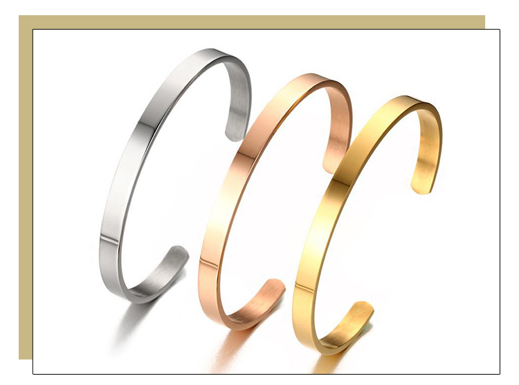 product-New Product Wholesale 6MM simple engraving titanium steel gold open ladies bracelet B-212-Ke