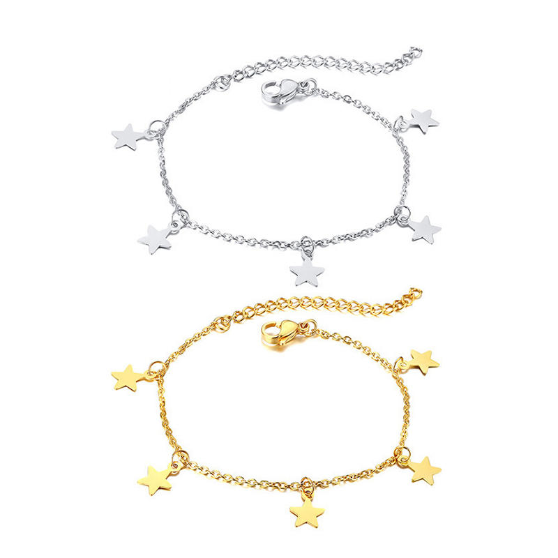 Titanium steel adjustable star accessories gold/silver ladies bracelet BR-775