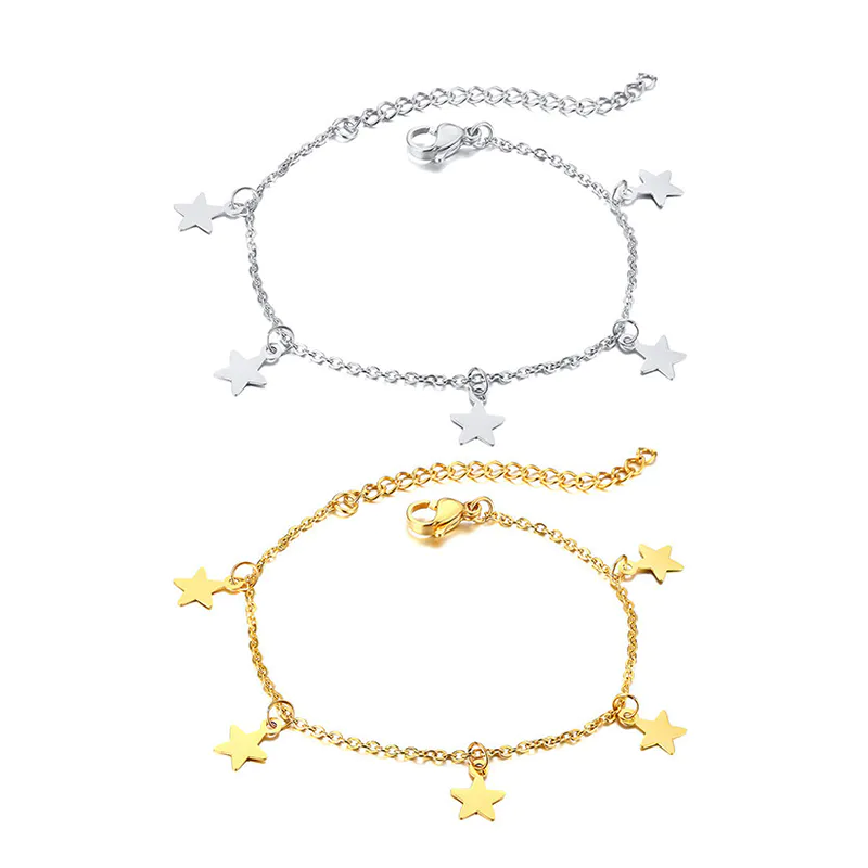 Titanium steel adjustable star accessories gold/silver ladies bracelet BR-775