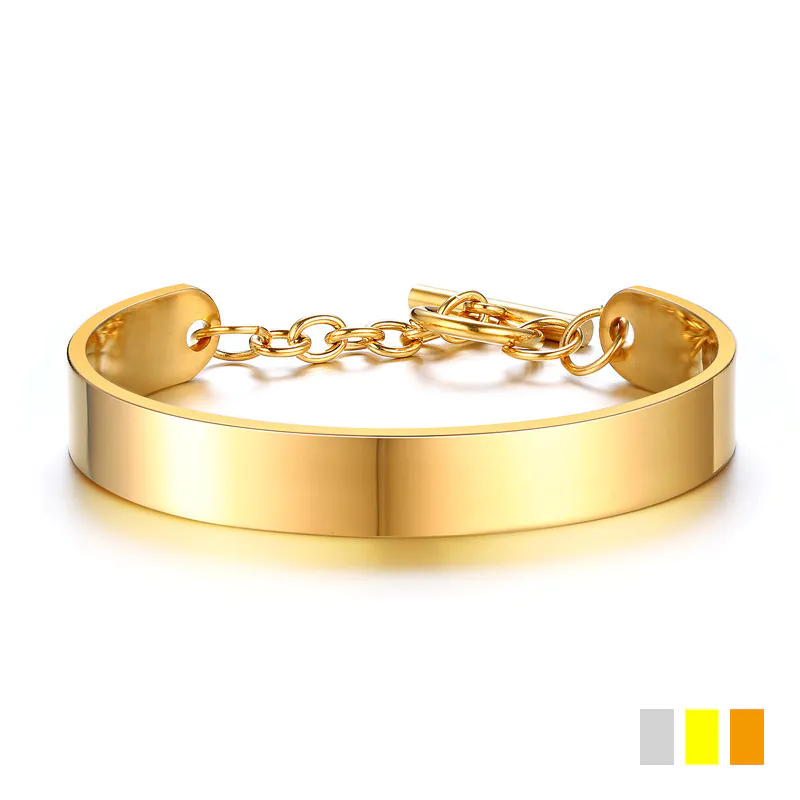 Wholesale gold/steel color 10MM stainless steel ladies bracelet B-131G