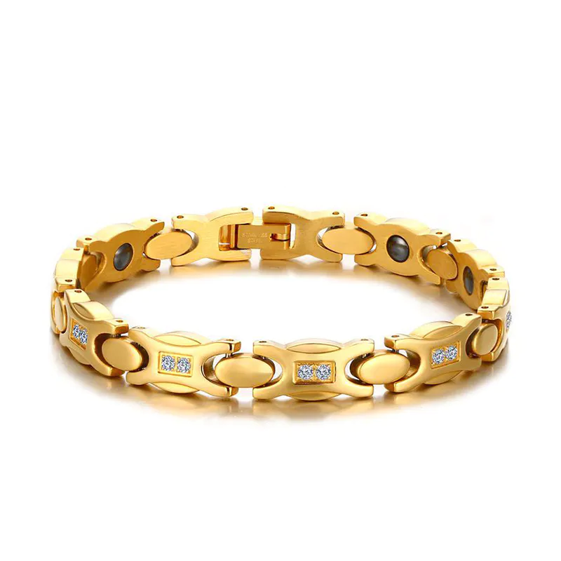 Wholesale Zircon with Magnetic Gold Ladies Bracelets Sale SBRM-113G