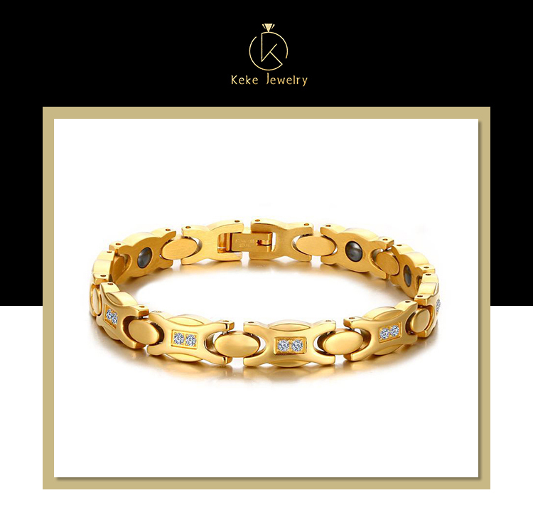 product-Factory direct Stainless steel zircon with magnetic gold ladies bracelet 113G-KeKe-img